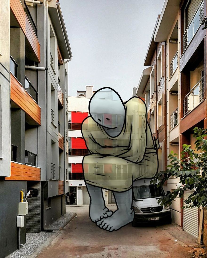 Lilliputs Series: I Draw Giants On Architectural Photos