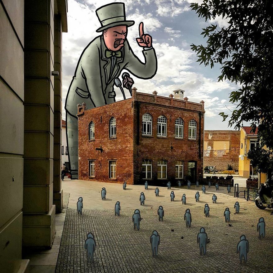 Lilliputs Series: I Draw Giants On Architectural Photos