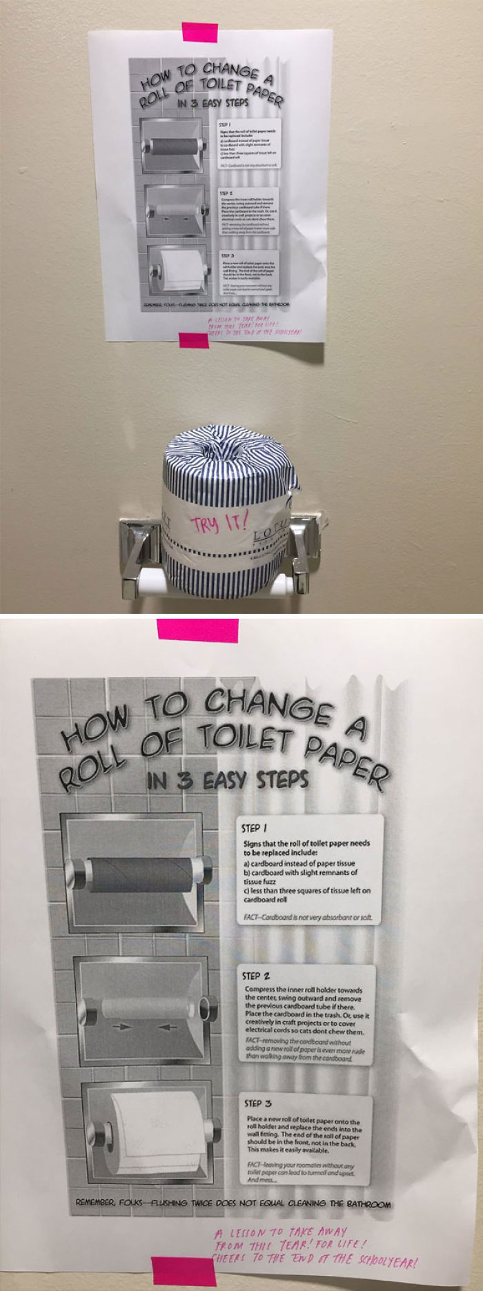 When Passive-Aggressive Meets The Roommate That Resorts To Using Tissues Before Replacing The Toilet Paper Roll (Repeatedly)