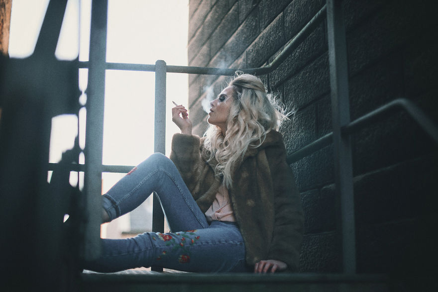 Classic Fire Escape Stairs As A Fashion Backgrount Setting