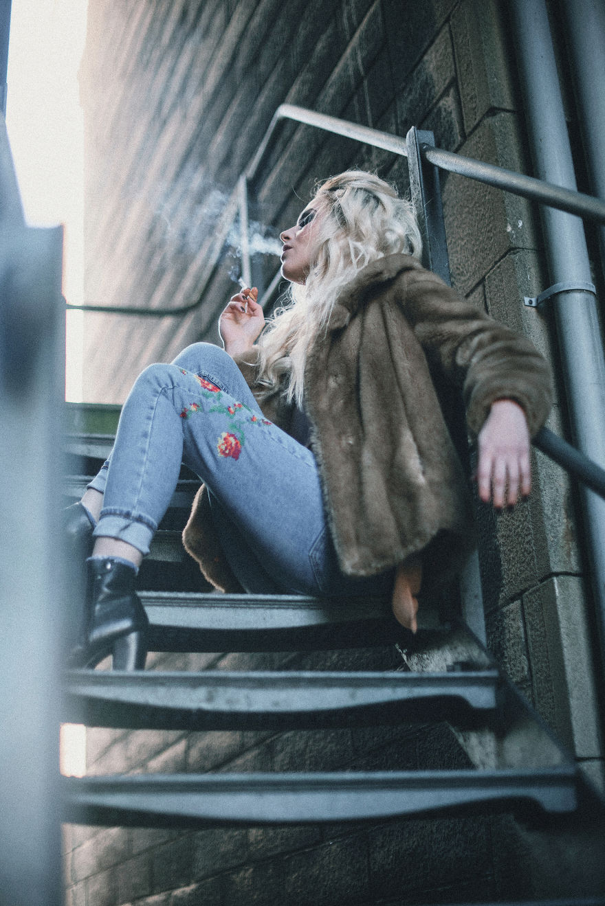 Classic Fire Escape Stairs As A Fashion Backgrount Setting