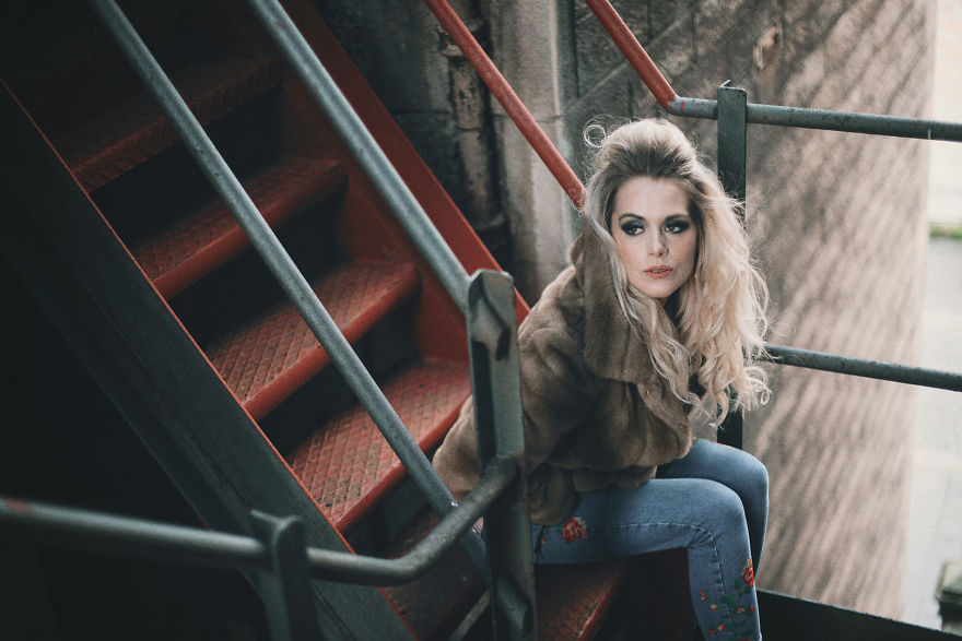 Classic Fire Escape Stairs As A Fashion Backgrount Setting