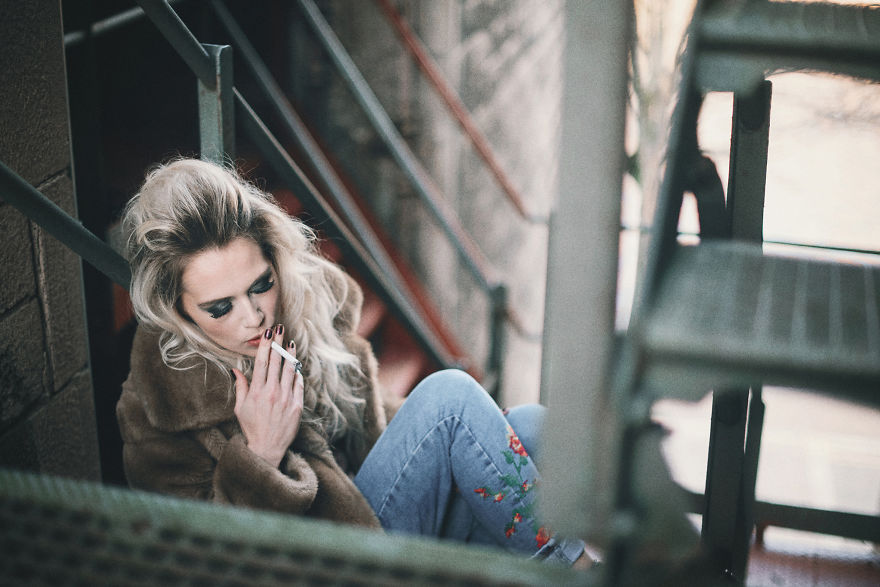 Classic Fire Escape Stairs As A Fashion Backgrount Setting