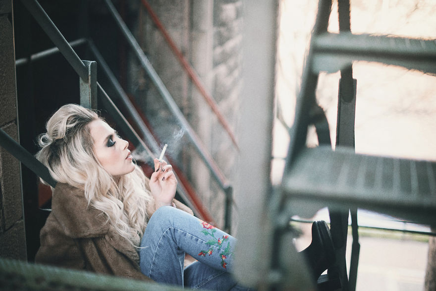 Classic Fire Escape Stairs As A Fashion Backgrount Setting