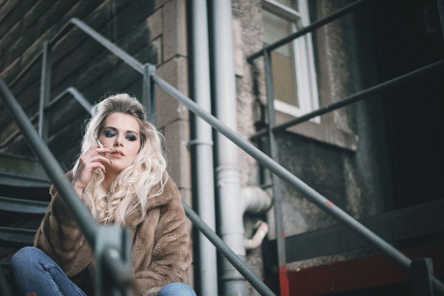 Classic Fire Escape Stairs As A Fashion Backgrount Setting