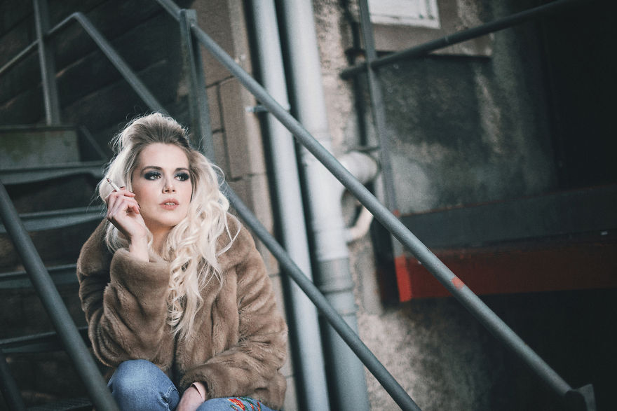 Classic Fire Escape Stairs As A Fashion Backgrount Setting