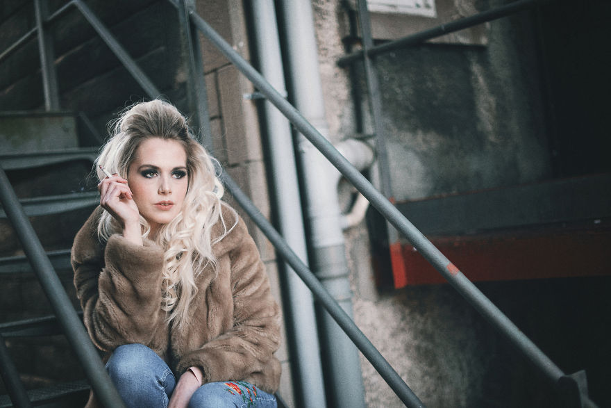 Classic Fire Escape Stairs As A Fashion Backgrount Setting