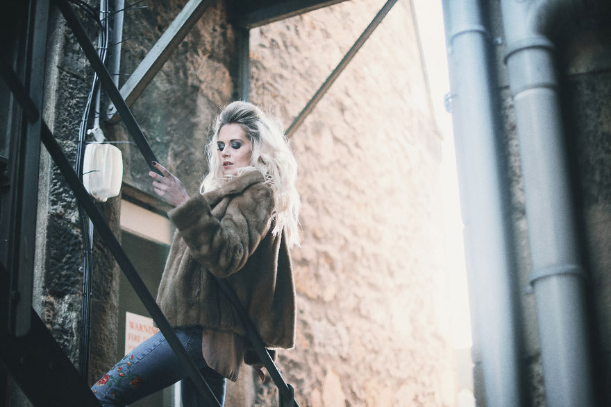 Classic Fire Escape Stairs As A Fashion Backgrount Setting