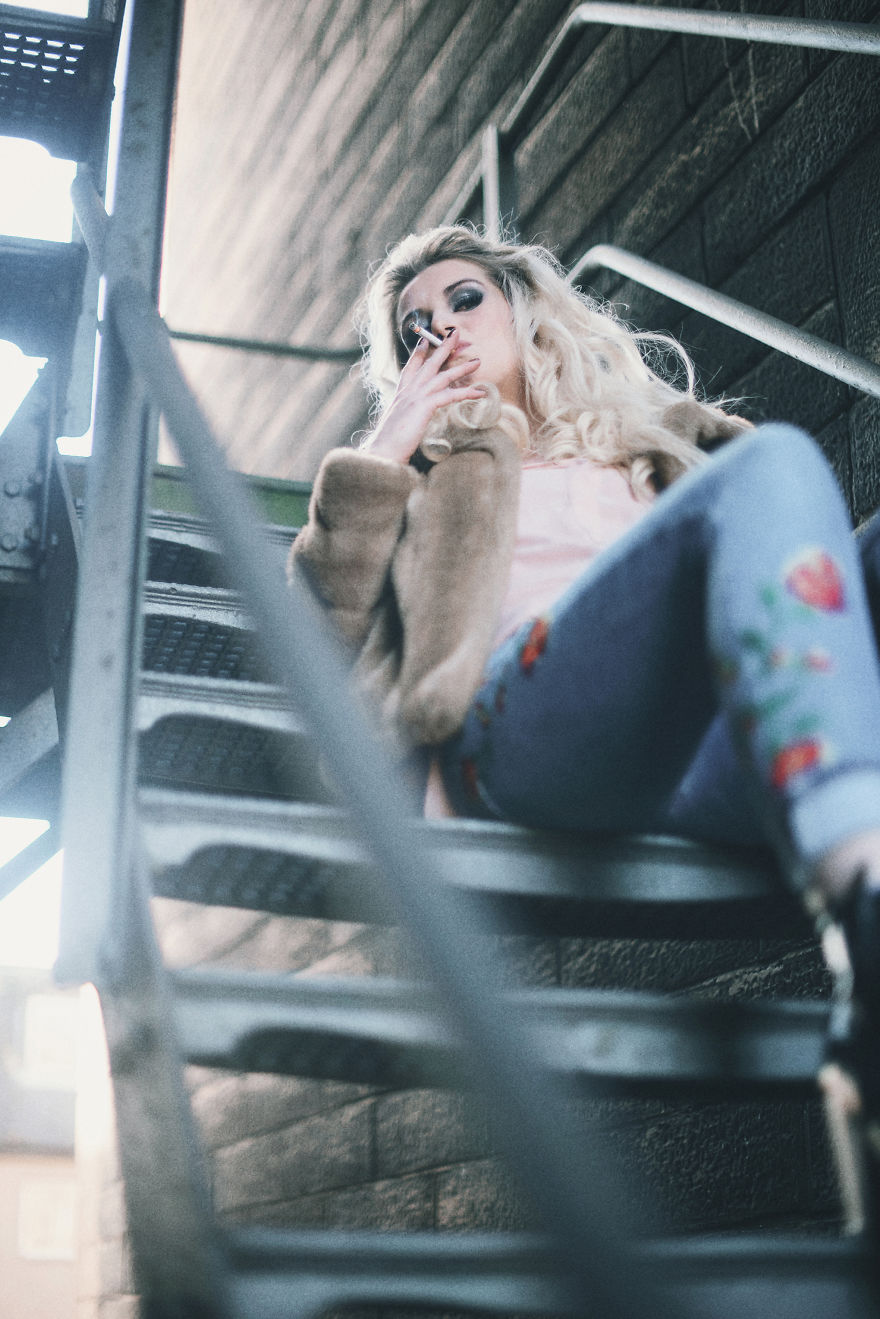 Classic Fire Escape Stairs As A Fashion Backgrount Setting