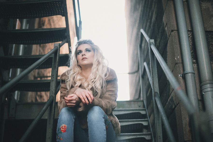 Classic Fire Escape Stairs As A Fashion Backgrount Setting