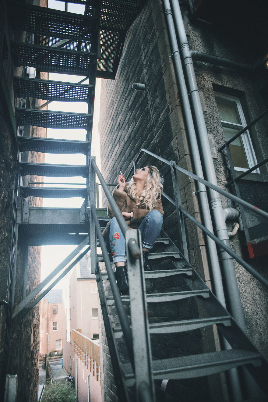 Classic Fire Escape Stairs As A Fashion Backgrount Setting