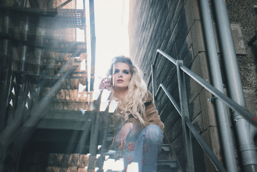 Classic Fire Escape Stairs As A Fashion Backgrount Setting