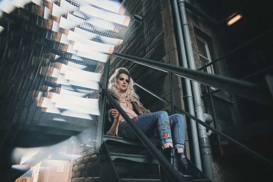 Classic Fire Escape Stairs As A Fashion Backgrount Setting