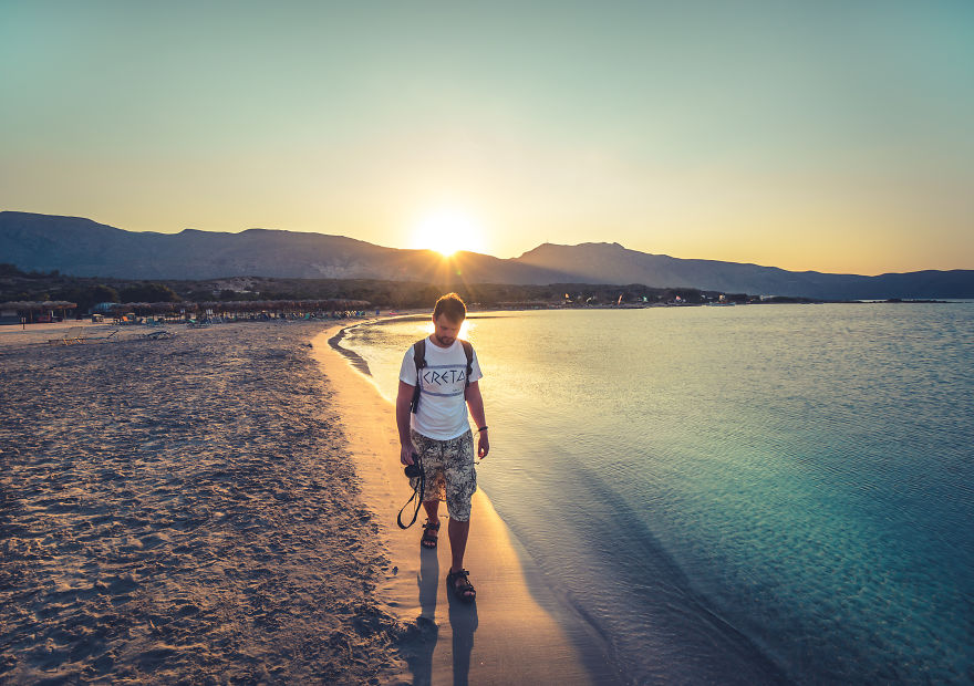 Pinkish Sand Of Elafonisi Beach, Crete