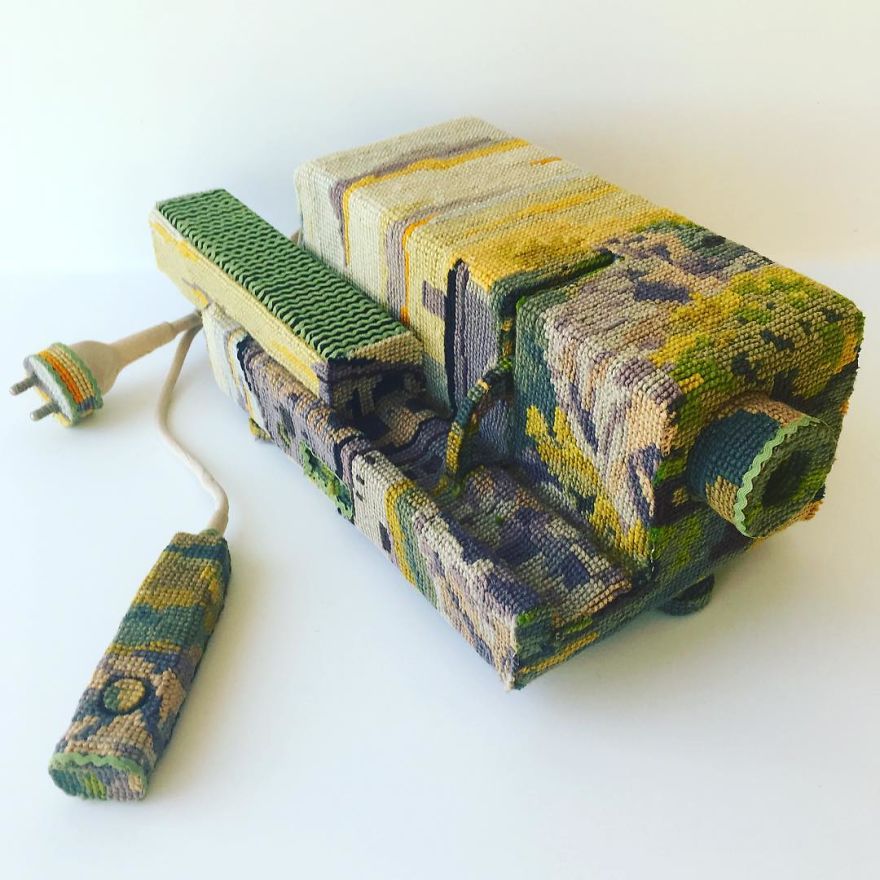 Swedish Artist Weaves Vintage Household Objects With Tapestry And The Result Is Incredible