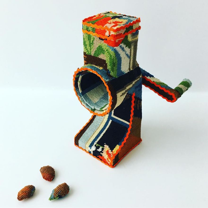 Swedish Artist Weaves Vintage Household Objects With Tapestry And The Result Is Incredible