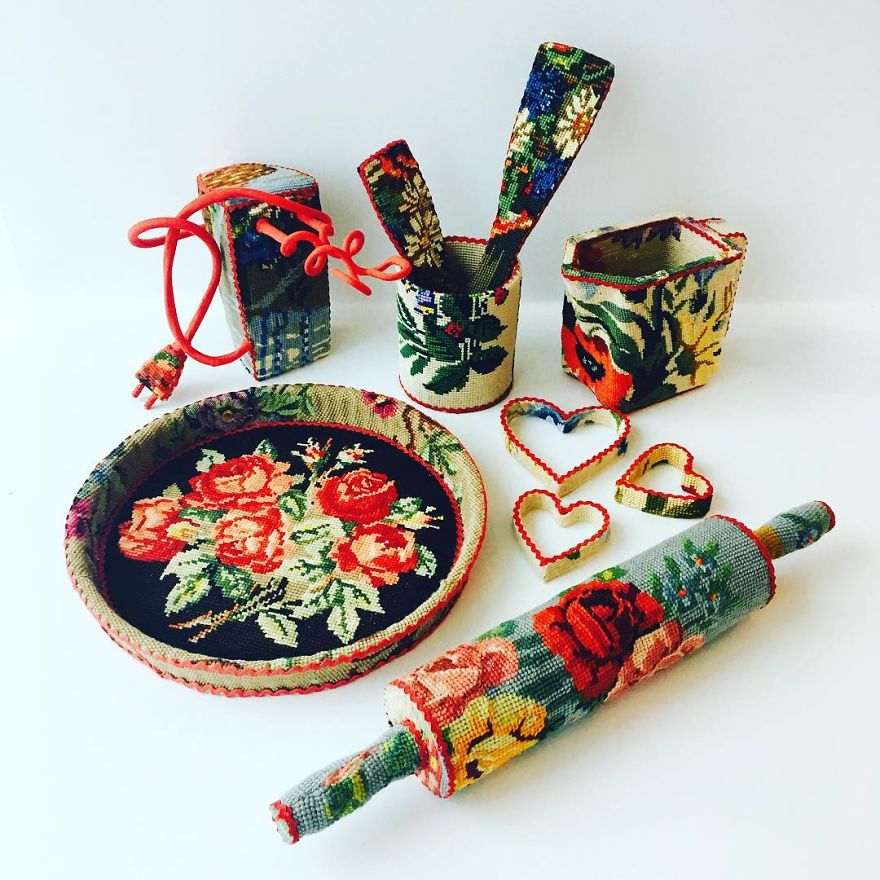 Swedish Artist Weaves Vintage Household Objects With Tapestry And The Result Is Incredible