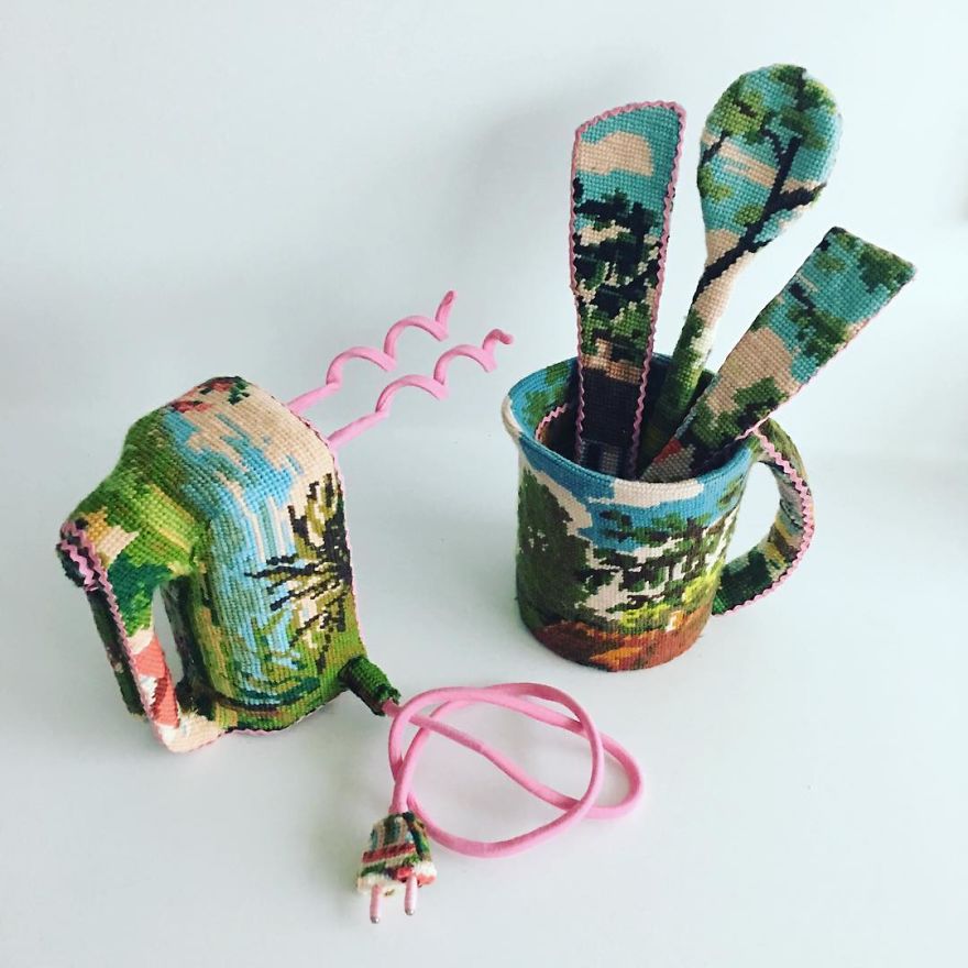 Swedish Artist Weaves Vintage Household Objects With Tapestry And The Result Is Incredible