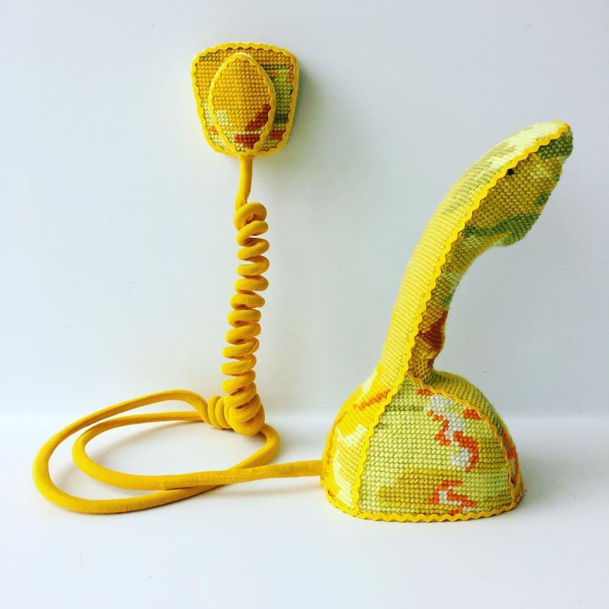 Swedish Artist Weaves Vintage Household Objects With Tapestry And The Result Is Incredible