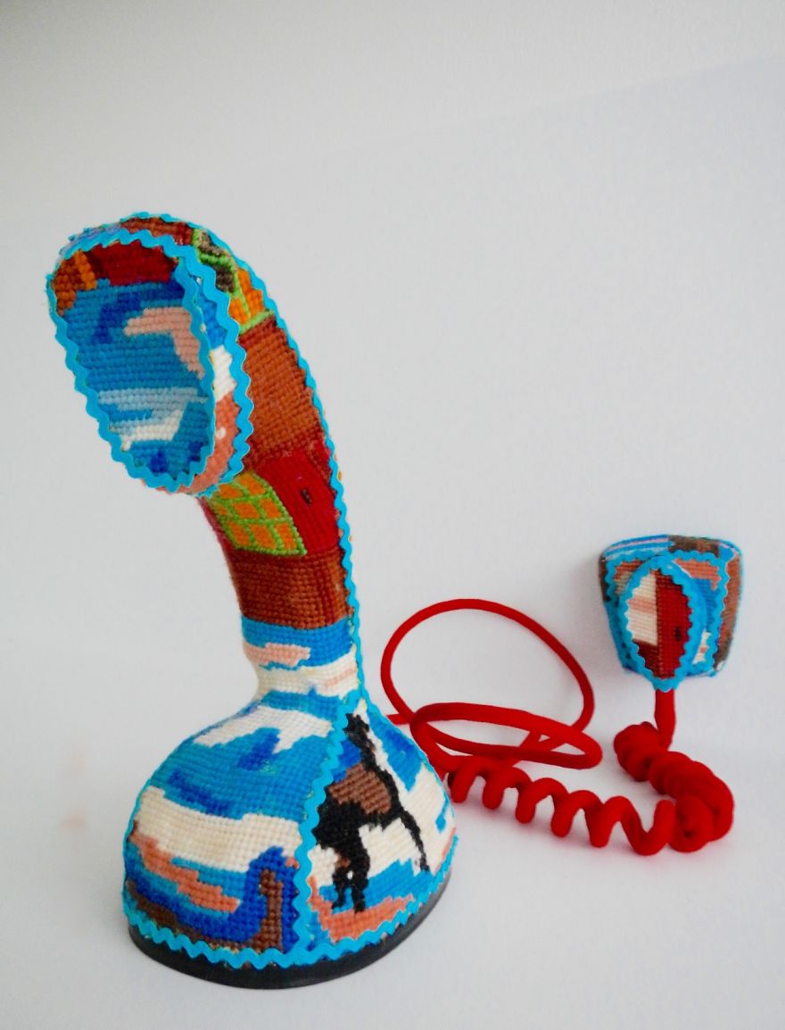 Swedish Artist Weaves Vintage Household Objects With Tapestry And The Result Is Incredible