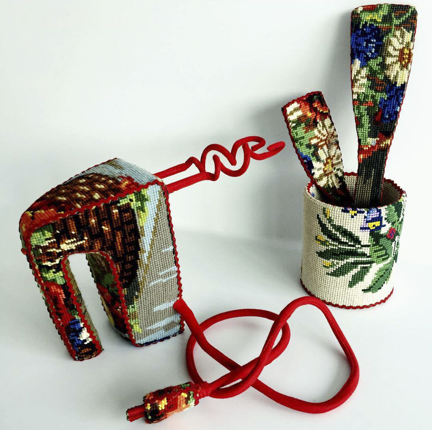 Swedish Artist Weaves Vintage Household Objects With Tapestry And The Result Is Incredible