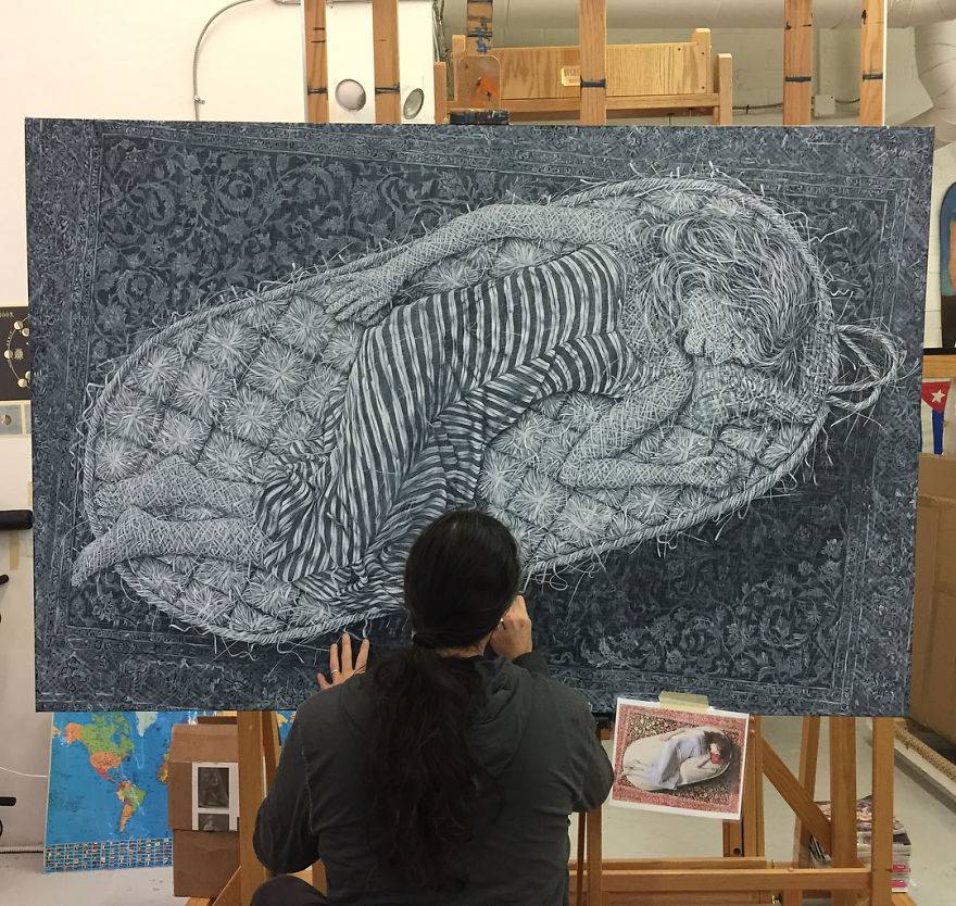 “Weaving” Paintings By Alexi Torres Show The Connection Between Man And Nature “Weaving” Paintings By Alexi Torres Show The Connection Between Man And Nature