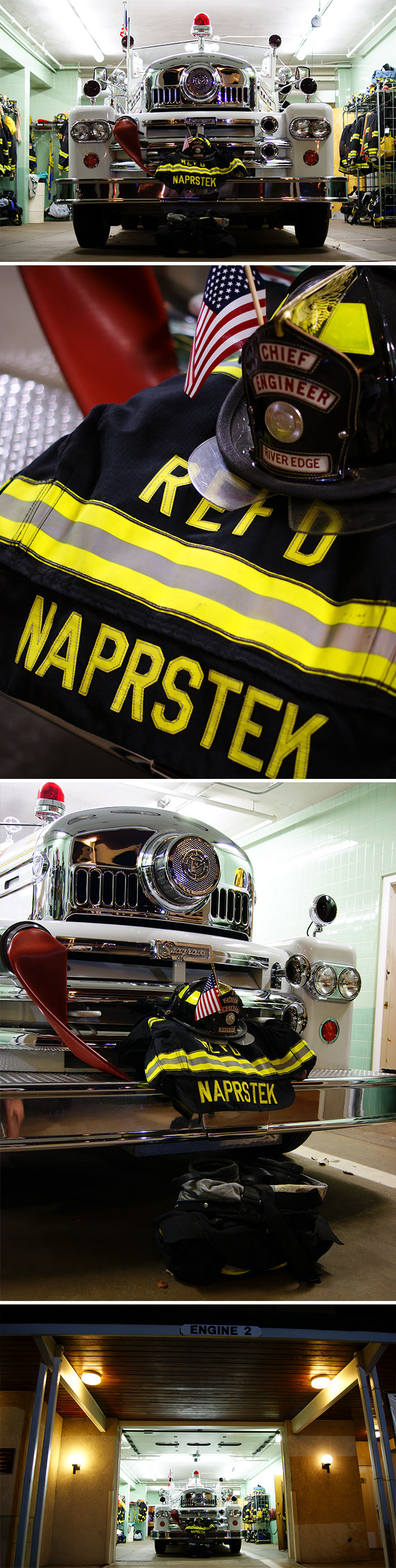 We Lost One Of Our "Brothers" On The Fire Department Recently To Pancreatic Cancer. He Was Not Big On Funerals So In His Memory We Placed His Gear On His Favorite Truck To Serve As A Memorial For The Next Few Weeks