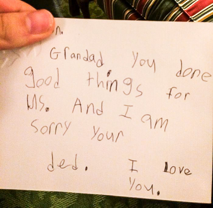 Grandfather's Funeral Was Today. My 6 Year Old Cousin Wanted To Leave A Note With Him