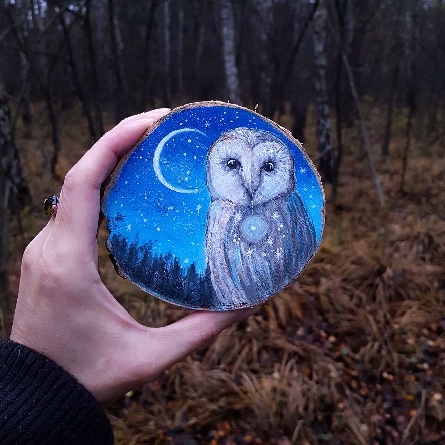 I Create Magical Paintings On Wood Inspired By The Forest
