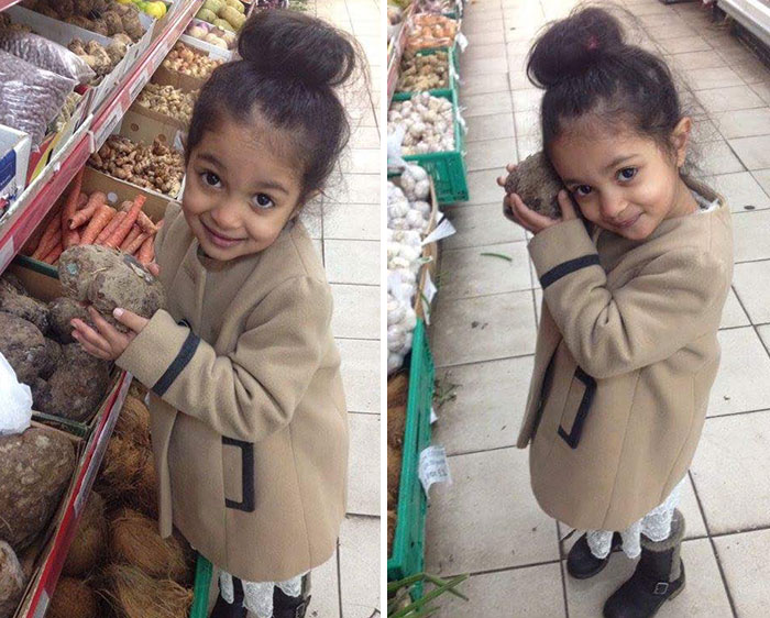 'Mummy Can You Take A Picture Of Me Holding This Potato?' -Me: 'Yeah Sure'