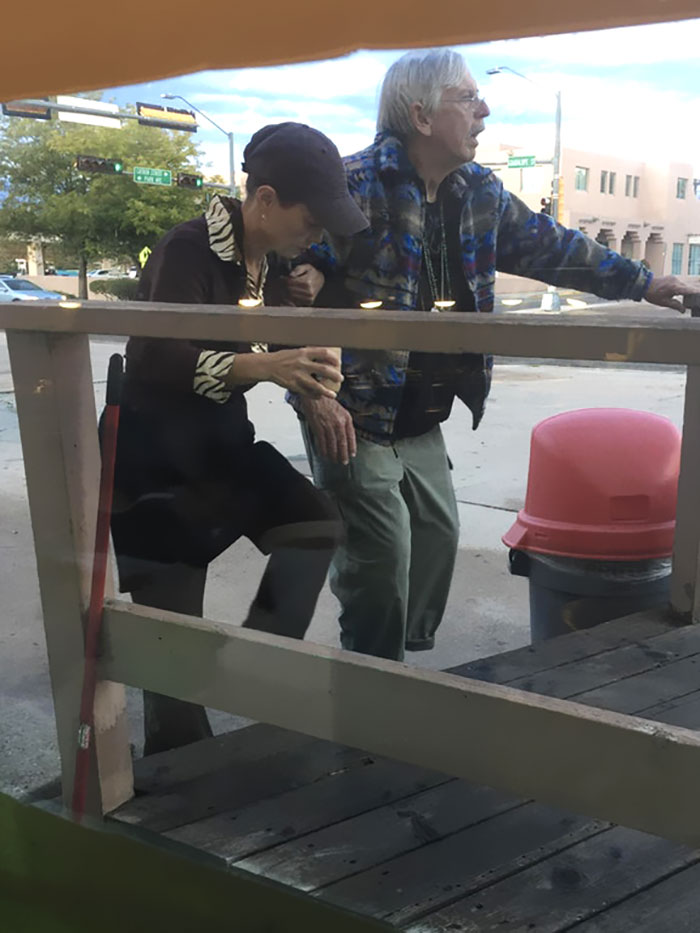 Was Eating Chinese Food When This Woman Working Behind The Counter Stopped Taking Orders To Help An Elderly Man Navigate The Rainy Walk To His Seat