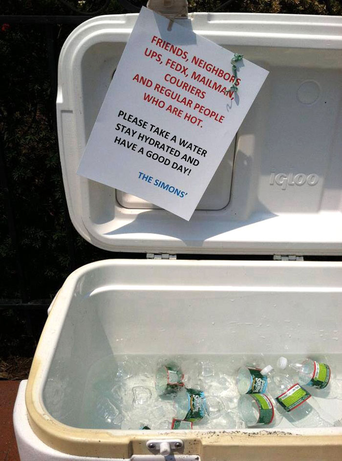A Thoughtful And Generous Human Left Couple Of Cold Bottles Of Water To Make Sure That Thirsty People Who Are Working Through The Hot Day Stay Safe And Hydrated