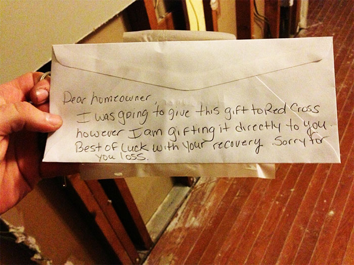 Random Act Of Kindness, My Pregnant Wife And I Found This On Our Door After Checking On Our House At Night. No Contact Info, No Name Or Anything. I Want To Thank This Person And Hug Them For Making Us Happy (House Flooded From Hurricane Sandy)