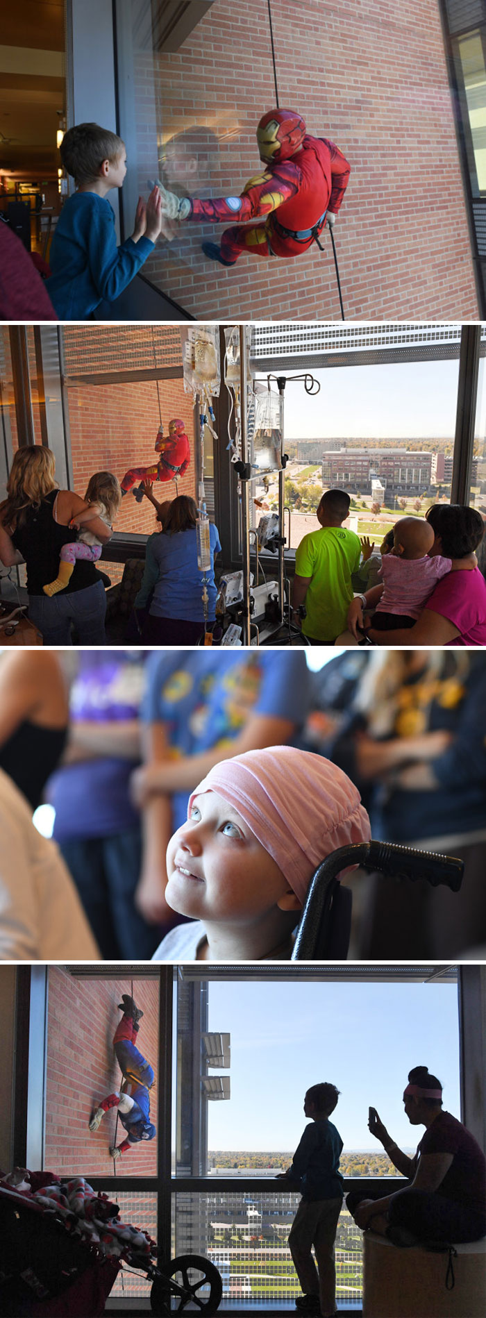 Members Of The Aurora Police Strategic Response Team Rappelled From The Rooftop Of Children’s Hospital Colorado, Dressed As Superheroes, To Surprise Patients