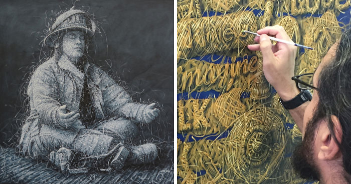 “Weaving” Paintings By Alexi Torres Show The Connection Between Man And Nature