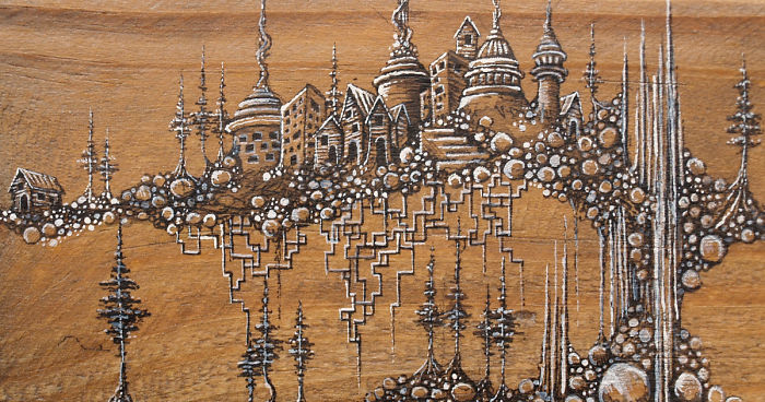 Fantasy Illustrations On Wood