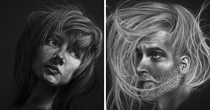 Stunning Charcoal And Chalk Portrait Drawings