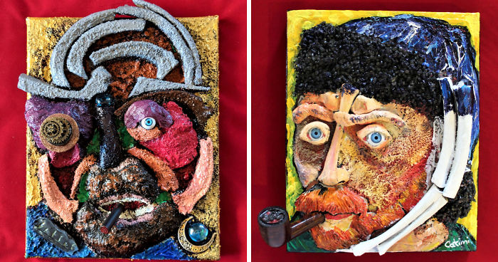 I Recycle Bones, Stones And Many Materials To Create My “Sculpaintings”