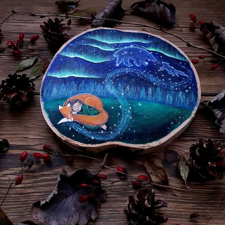 I Create Magical Paintings On Wood Inspired By The Forest