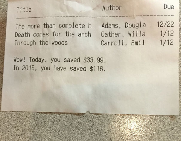 My Library Tells Me How Much I Save By Borrowing Books Instead Of Buying