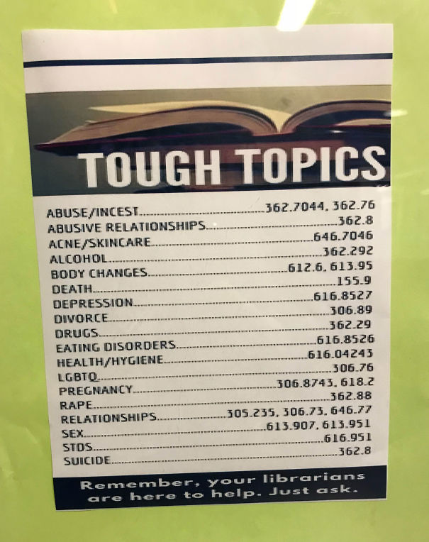 This Library Has A Directory For Topics People Might Be Embarrassed To Ask For
