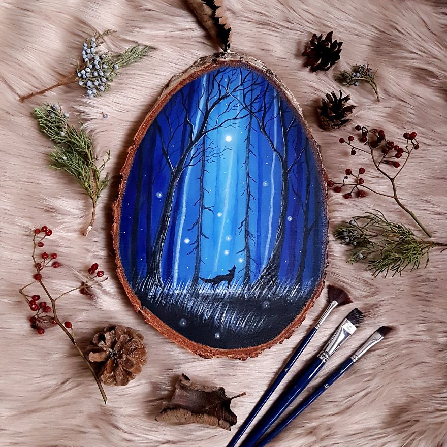 I Create Magical Paintings On Wood Inspired By The Forest
