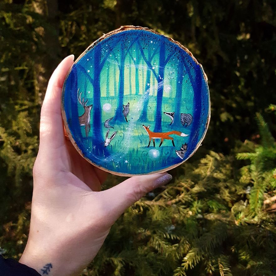 I Create Magical Paintings On Wood Inspired By The Forest