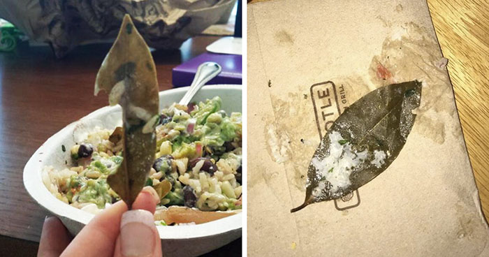 16 Personas que encontraron hojas raras en la comida y se quejaron