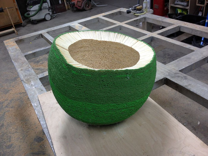 Guy Spends Almost A Year Gluing 42,000 Matches To Make A Giant Sphere, Sets It On Fire Guy Spends Almost A Year Gluing 42,000 Matches To Make A Giant Sphere, Sets It On Fire
