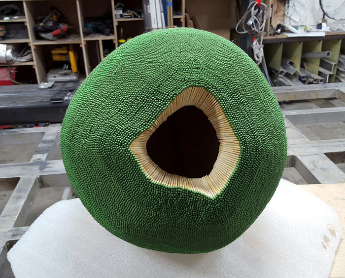 Guy Spends Almost A Year Gluing 42,000 Matches To Make A Giant Sphere, Sets It On Fire Guy Spends Almost A Year Gluing 42,000 Matches To Make A Giant Sphere, Sets It On Fire