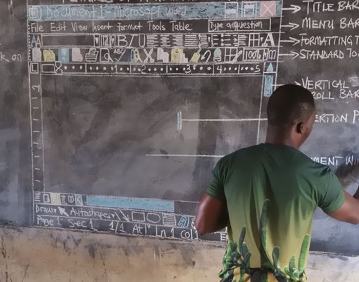 Teacher In Ghana Teaches ‘MS Word’ On Chalkboard, And You Have To See It From Up Close To Really Appreciate It