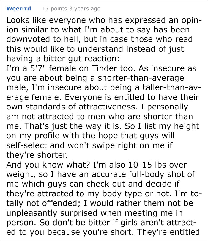 Woman Tells Guys Shorter Than 5'7" To Swipe Left On Tinder, So This Guy Makes Her Regret It Woman Tells Guys Shorter Than 5'7" To Swipe Left On Tinder, So This Guy Makes Her Regret It