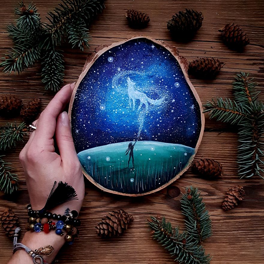 I Create Magical Paintings On Wood Inspired By The Forest