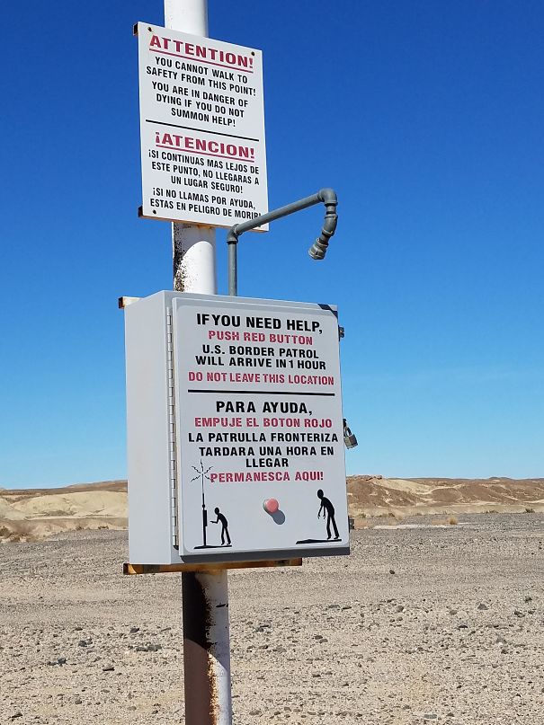 Button To Save People From Crossing The Desert From Mexico